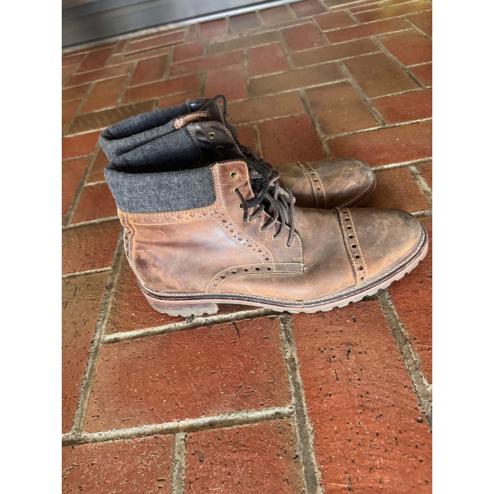 Johnston & Murphy 1850 Karnes Brown Leather Brogue Cap Toe Boots 20-9956 9.5M